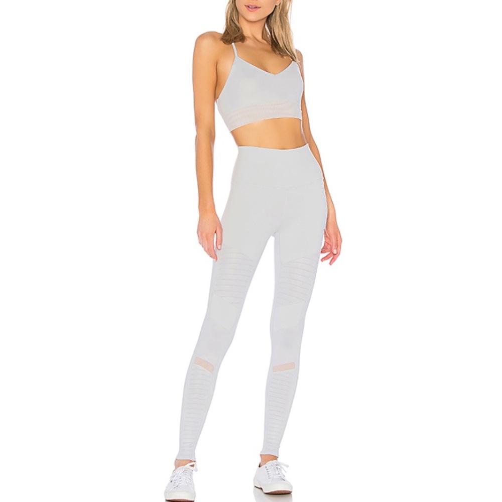 alo high waisted moto leggings dove grey